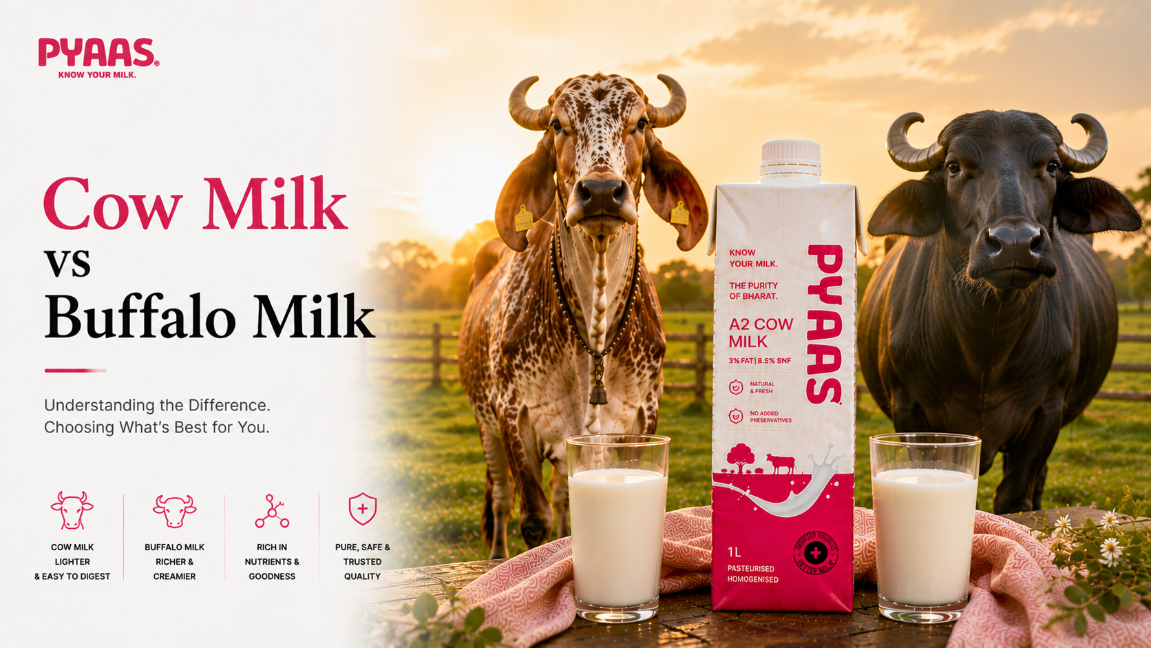 Cover image for the article Cow Milk vs Buffalo Milk: Understanding the Key Differences