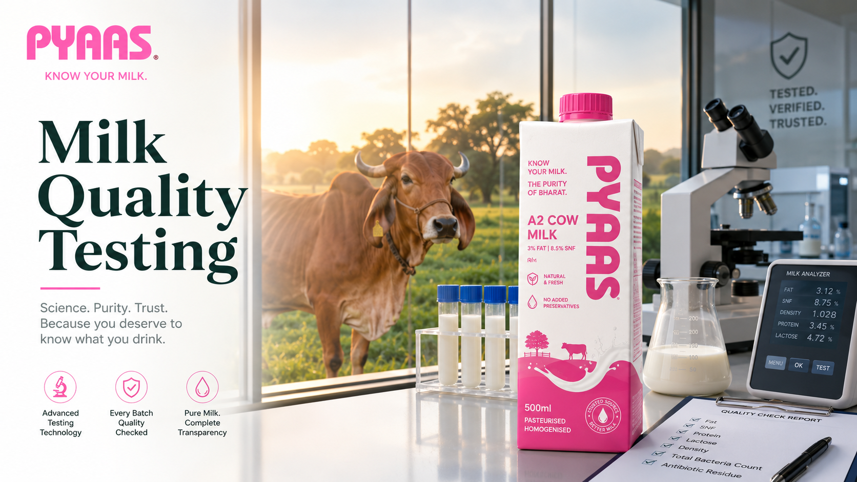Cover image for the article Milk Quality Testing: How Modern Dairies Ensure Safe and Pure Milk