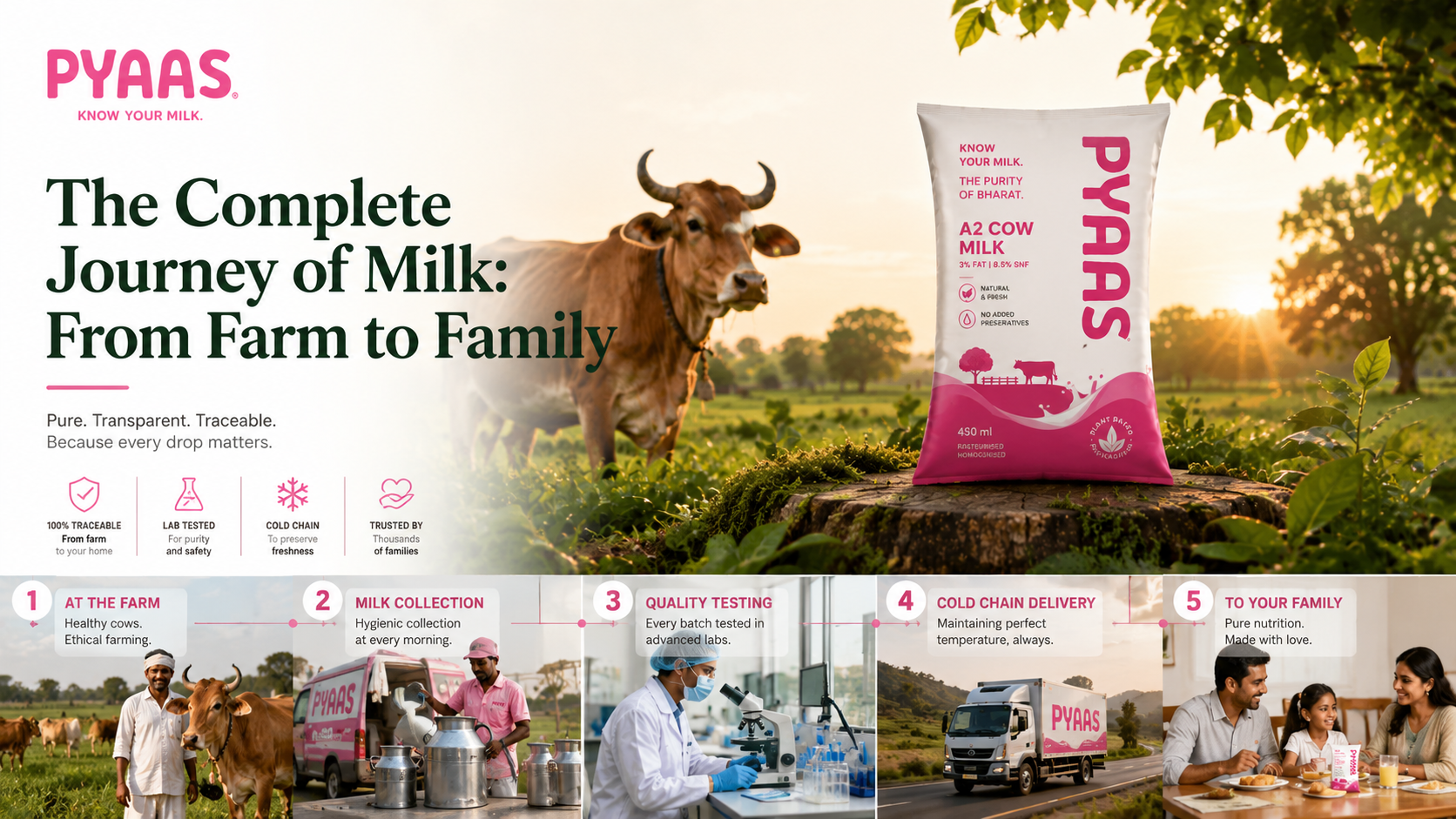 Cover image for the article The Complete Journey of Milk: From Farm to Family