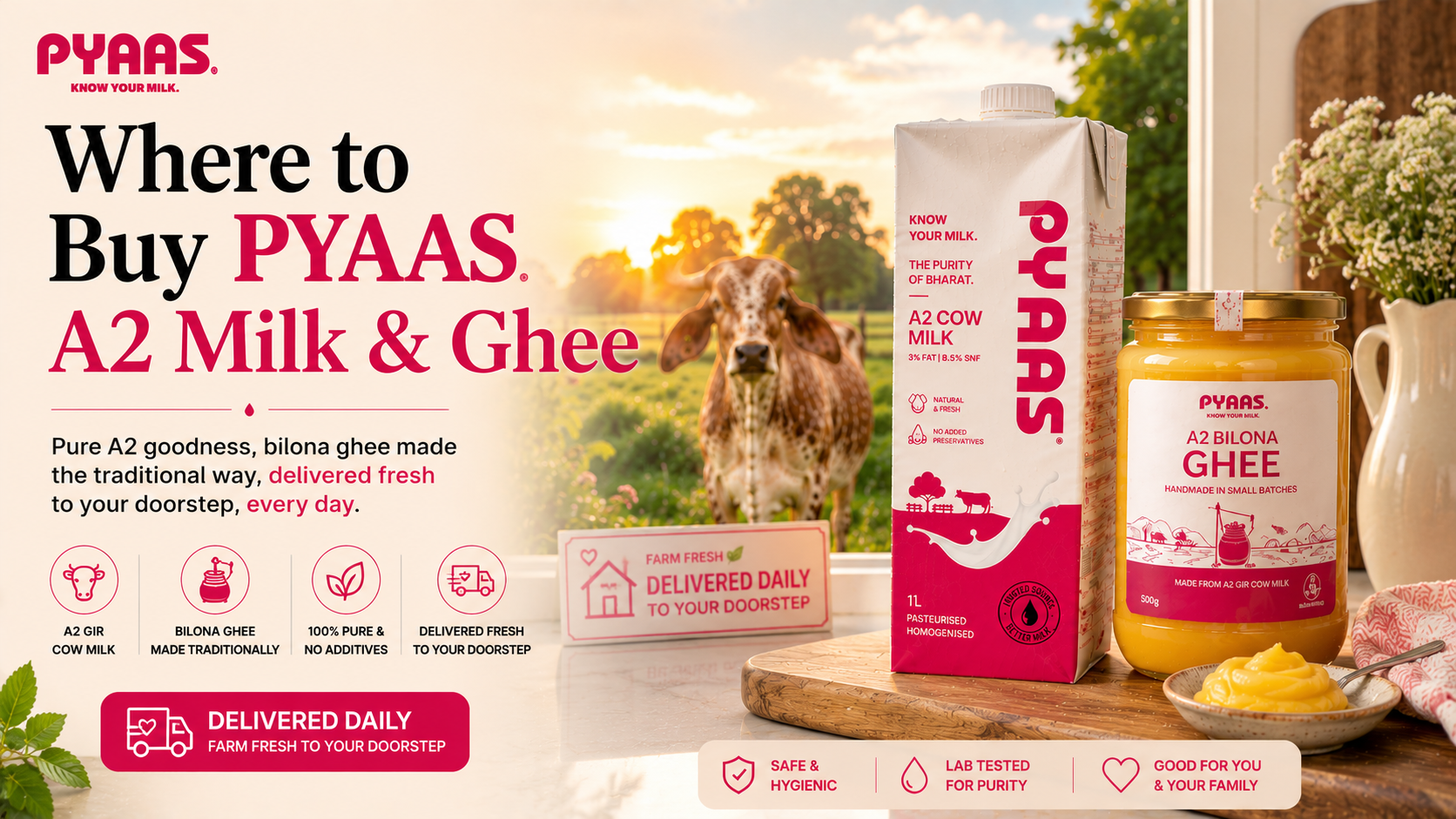 Where to Buy PYAAS A2 Milk and Ghee
